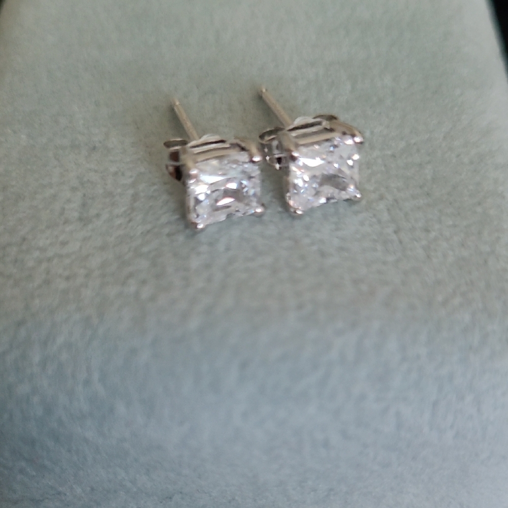Epiphany Platinum-Clad Silver And Diamonique Stud Earrings - Picture 7 of 8